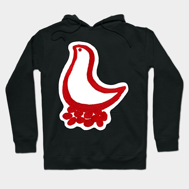 Little bird and red eggs (cut-out) Hoodie by FJBourne